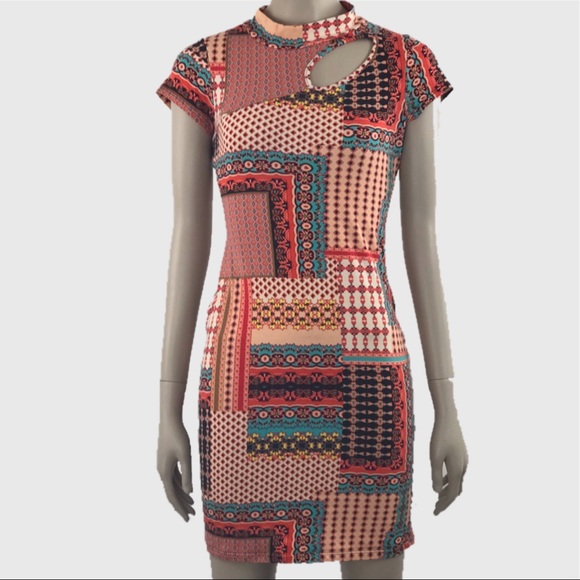 multicolor bodycon dress